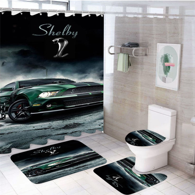Ford Mustang Shelby Cobra 4Pcs Bathroom Set Shower Curtain