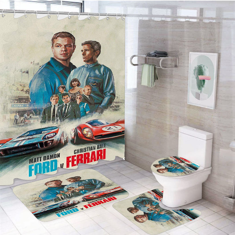 Ford Vs Ferrari Fanmade Poster 4Pcs Bathroom Set Shower Curtain