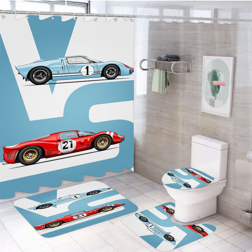 Ford Vs Ferrari Minimalist Car 4Pcs Bathroom Set Shower Curtain