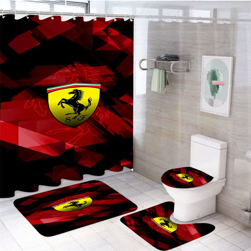 Formula 1 Ferrari 4Pcs Bathroom Set Shower Curtain