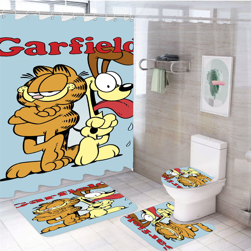 Garfield And The Dog Friend 4Pcs Bathroom Set Shower Curtain