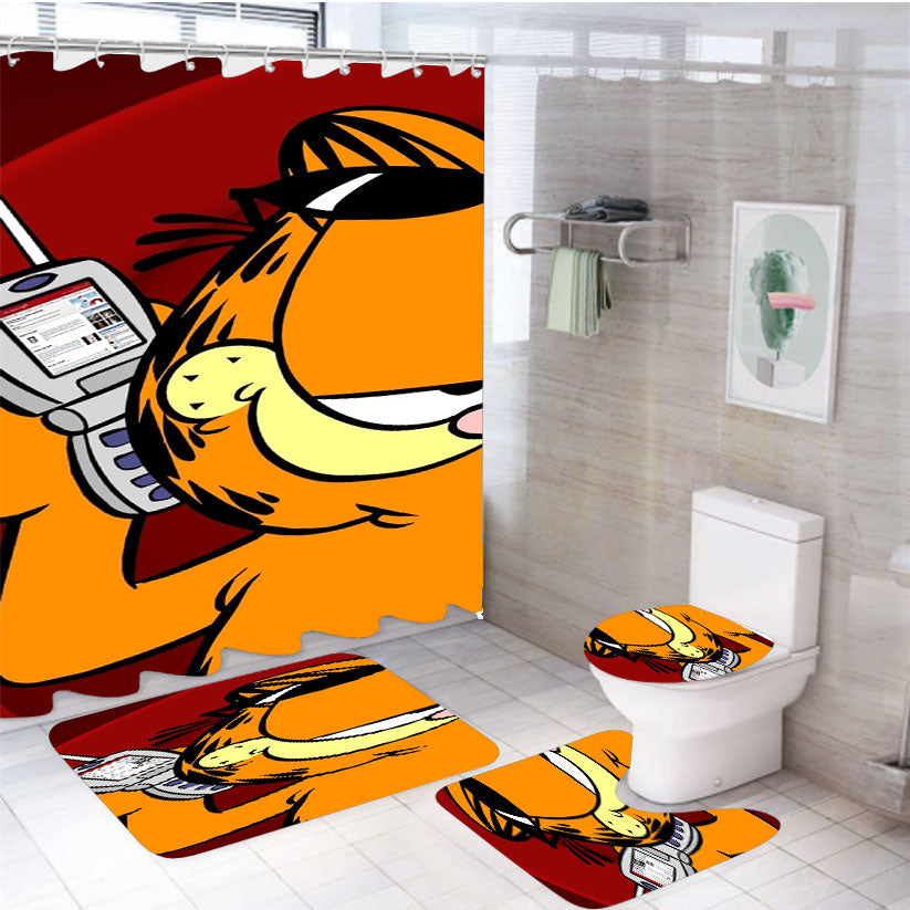 Garfield Calling 4Pcs Bathroom Set Shower Curtain