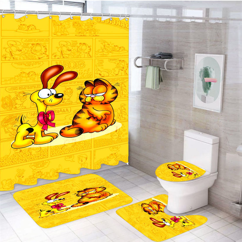 Garfield Comic Strip Art 4Pcs Bathroom Set Shower Curtain