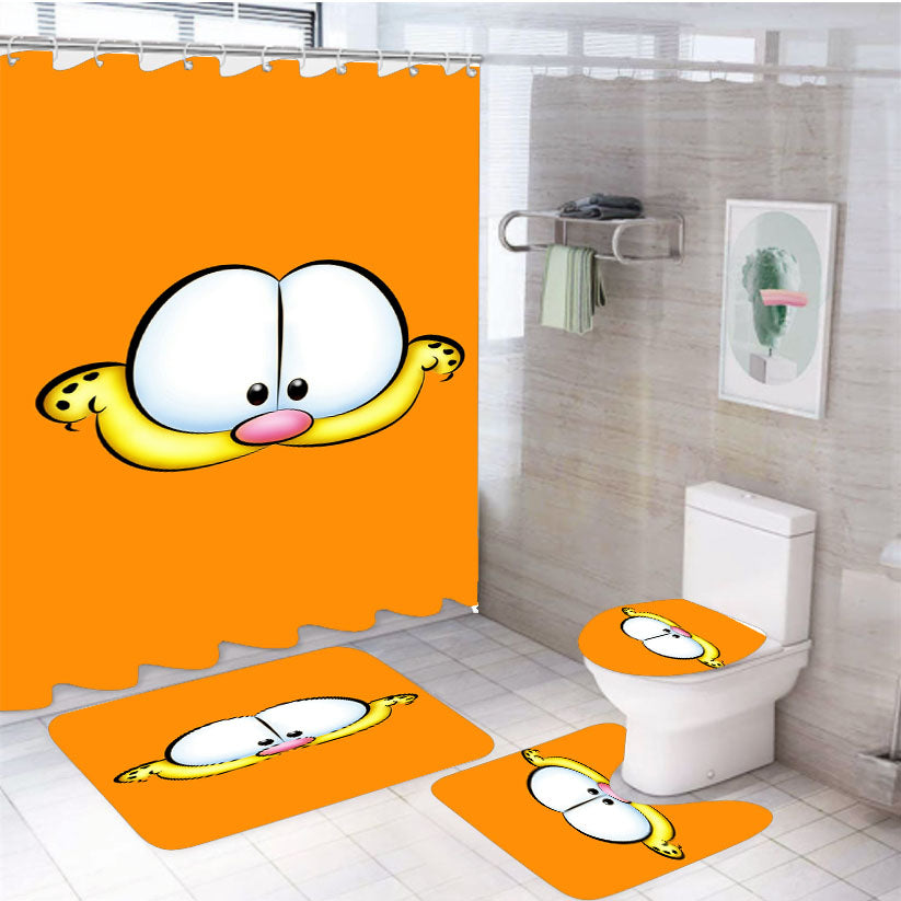 Garfield Face 4Pcs Bathroom Set Shower Curtain