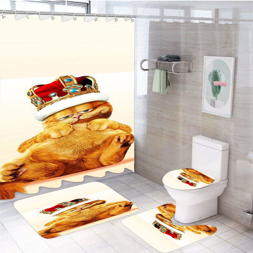 Garfield Garfield King Of Lazy Cat 4Pcs Bathroom Set Shower Curtain