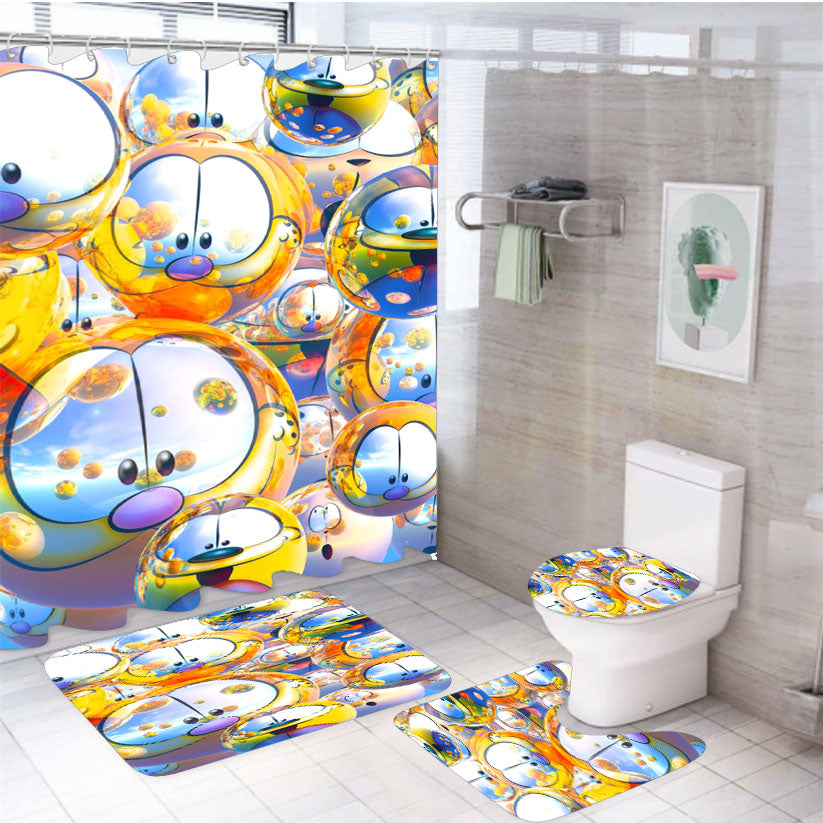 Garfield Halloween Balloon 4Pcs Bathroom Set Shower Curtain