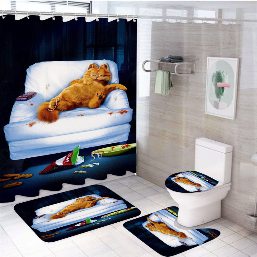 Garfield Lazy Cat 4Pcs Bathroom Set Shower Curtain