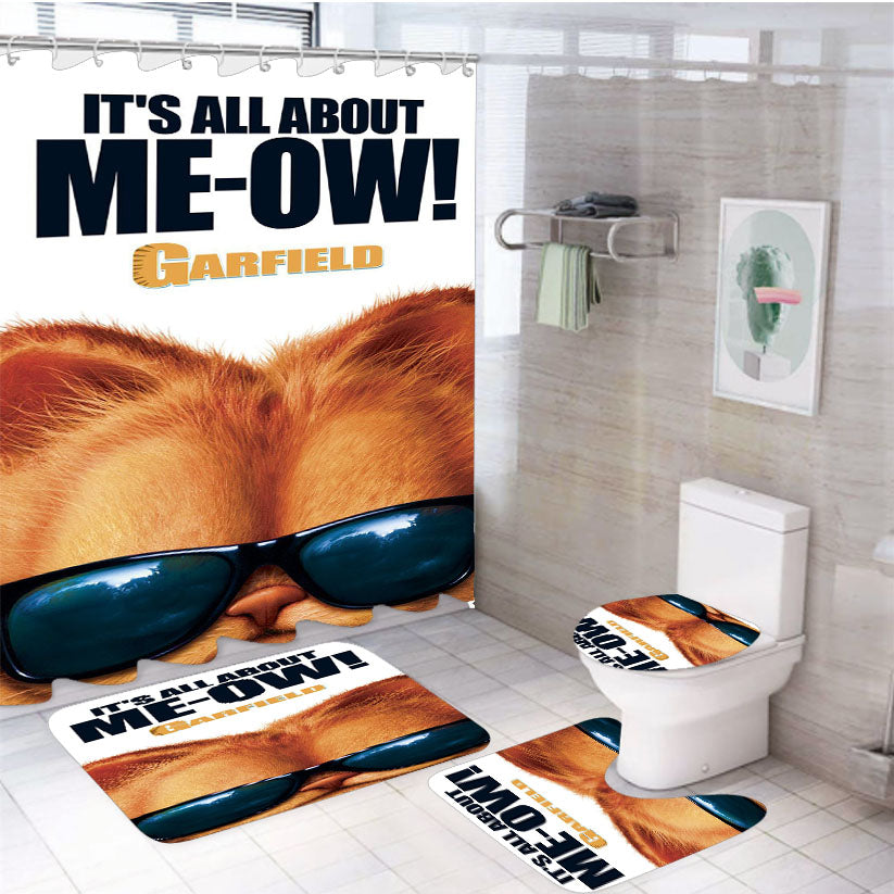 Garfield Stay Cool 4Pcs Bathroom Set Shower Curtain