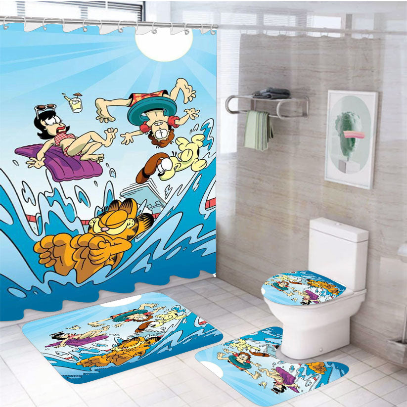 Garfield Summer Special 4Pcs Bathroom Set Shower Curtain