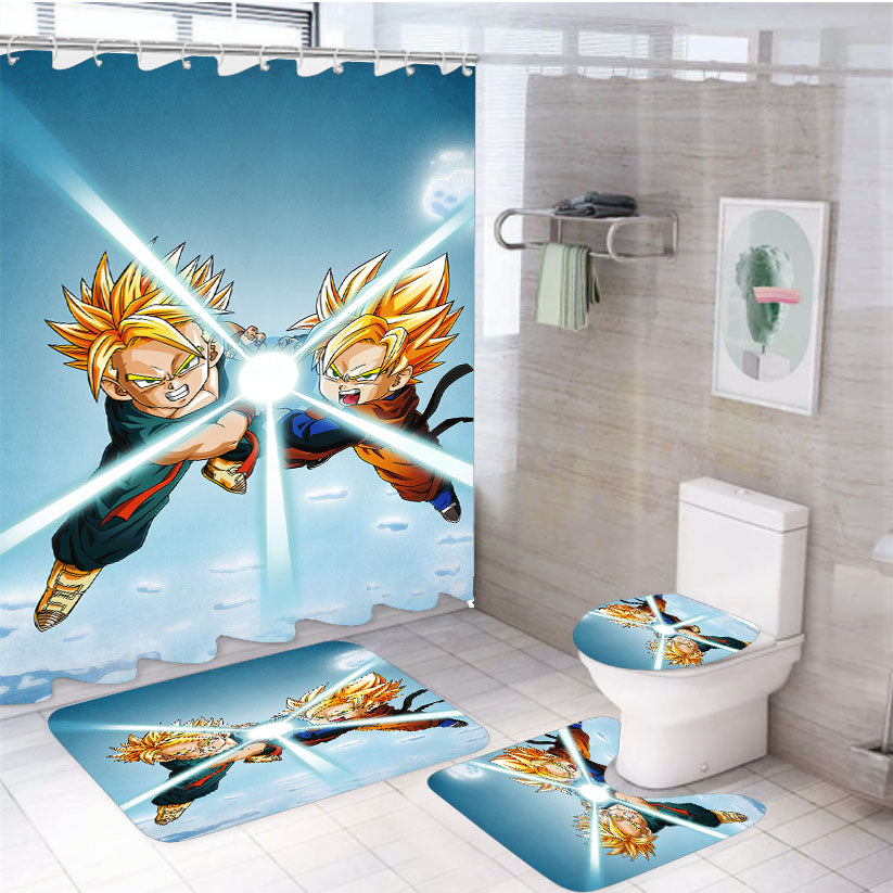 Goten Dragonball 4Pcs Bathroom Set Shower Curtain