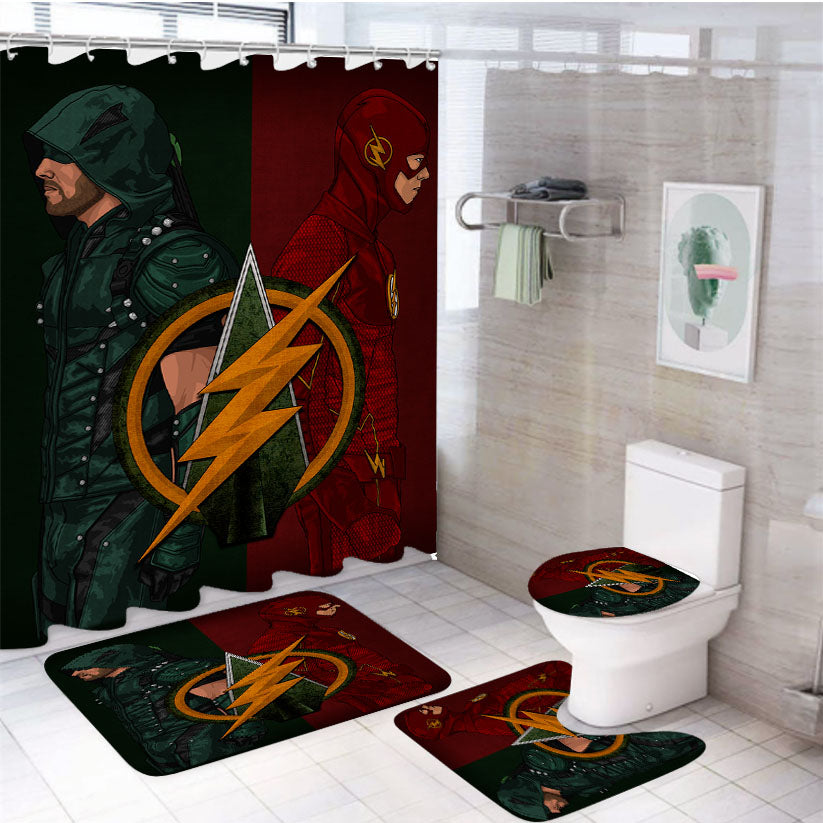 Green Arrow The Flash 4Pcs Bathroom Set Shower Curtain