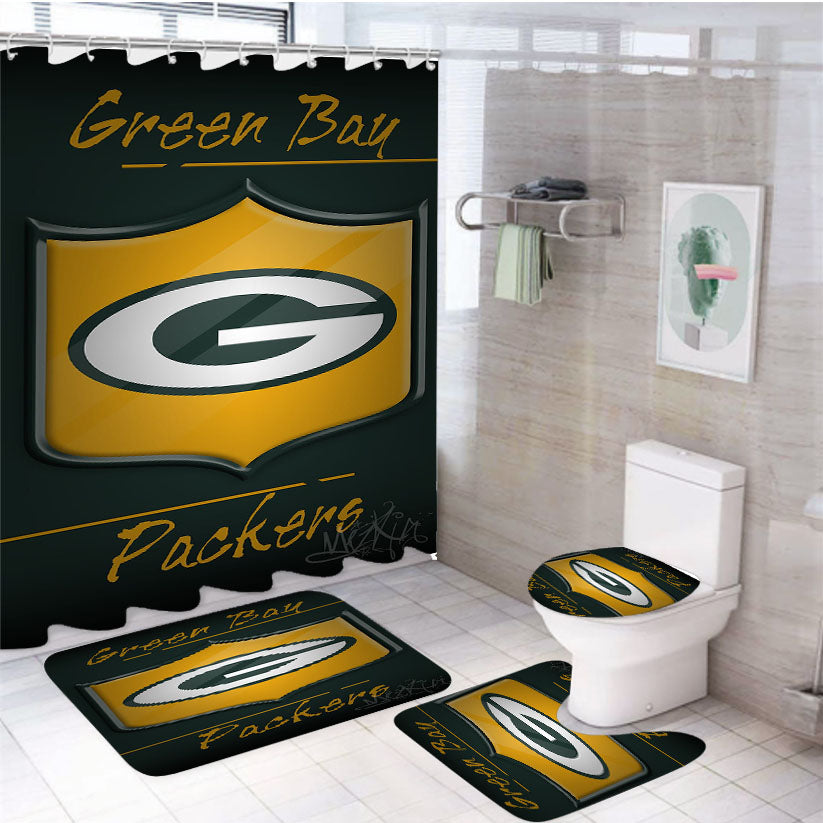 Green Bay Packers, Aaron Rodgers 4Pcs Bathroom Set Shower Curtain
