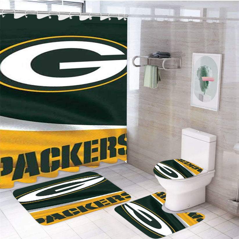 Green Bay Packers Cloth Tall 4Pcs Bathroom Set Shower Curtain