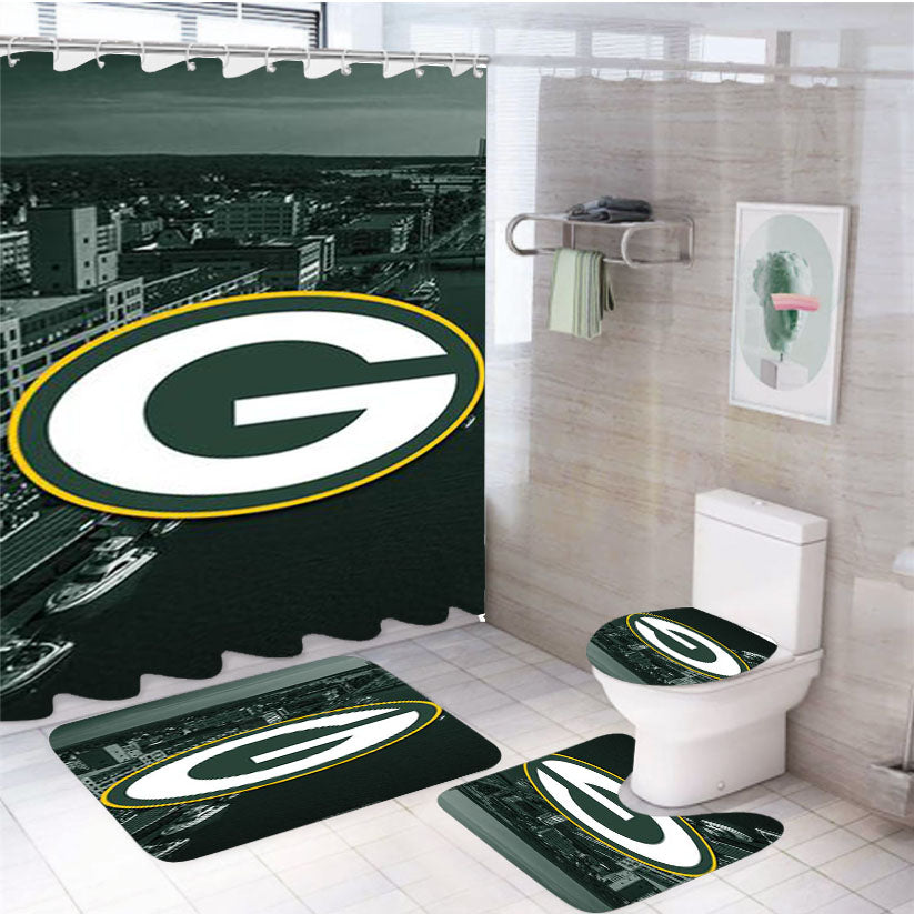 Green Bay Packers Emblem 4Pcs Bathroom Set Shower Curtain