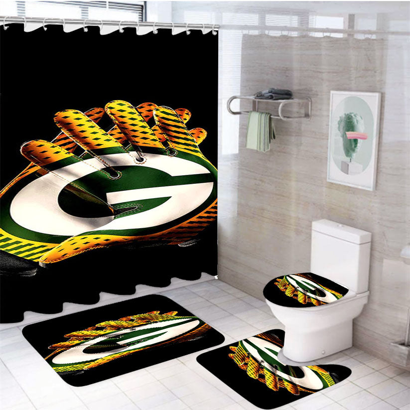 Green Bay Packers Gloves 4Pcs Bathroom Set Shower Curtain