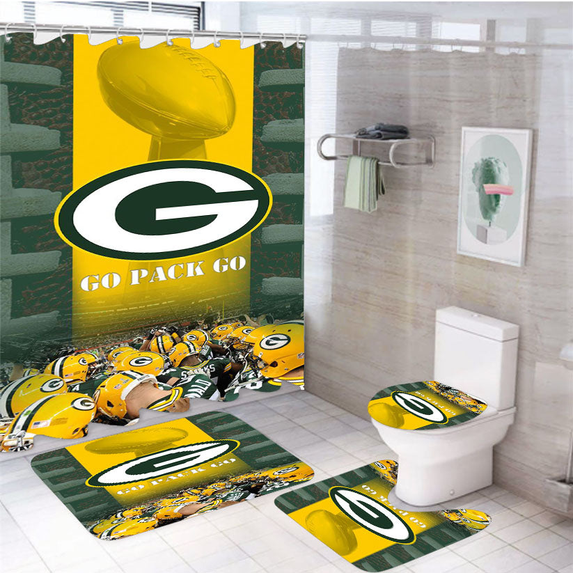 Green Bay Packers Go 4Pcs Bathroom Set Shower Curtain