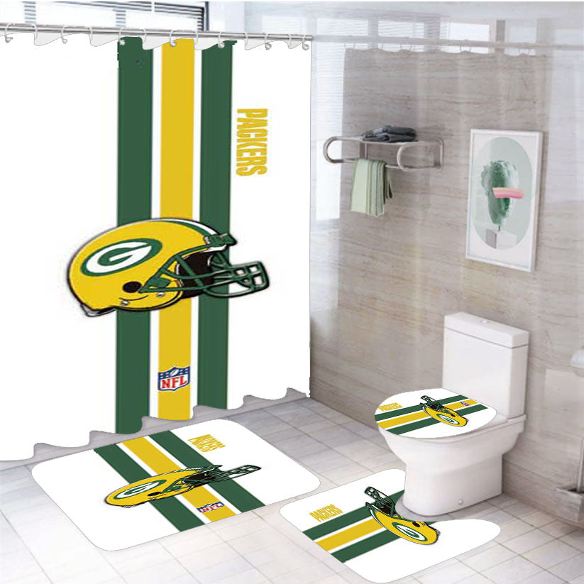Green Bay Packers Middle Stripe 4Pcs Bathroom Set Shower Curtain