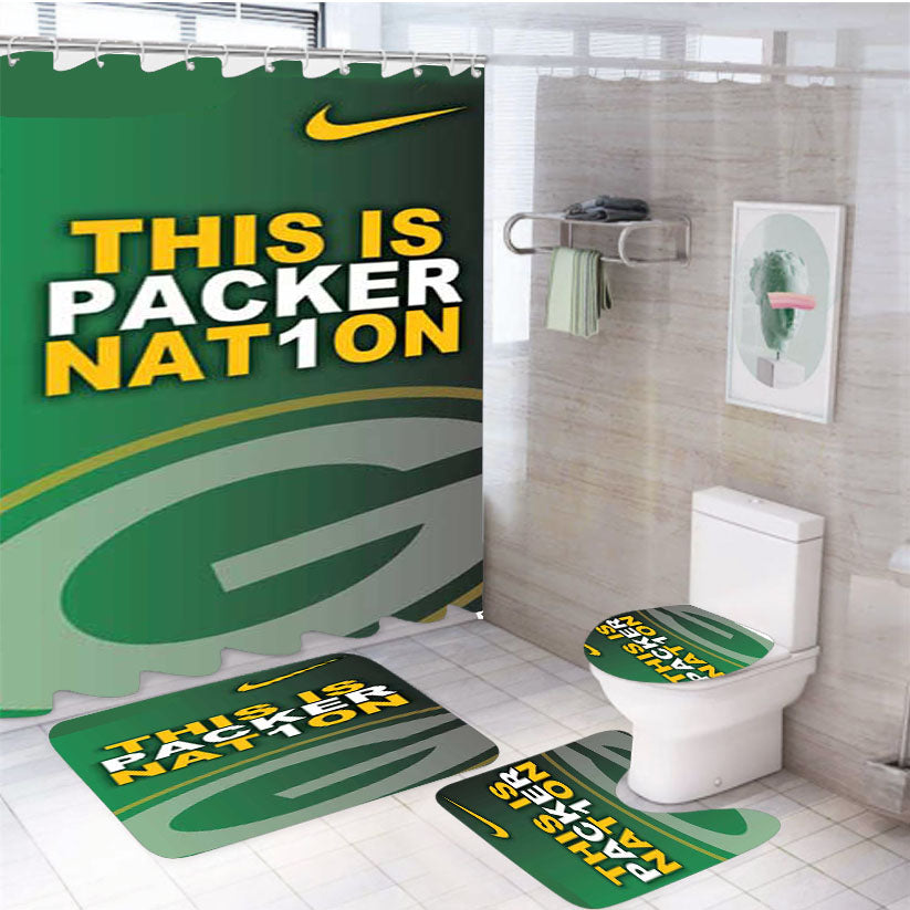 Green Bay Packers Nat1On 4Pcs Bathroom Set Shower Curtain