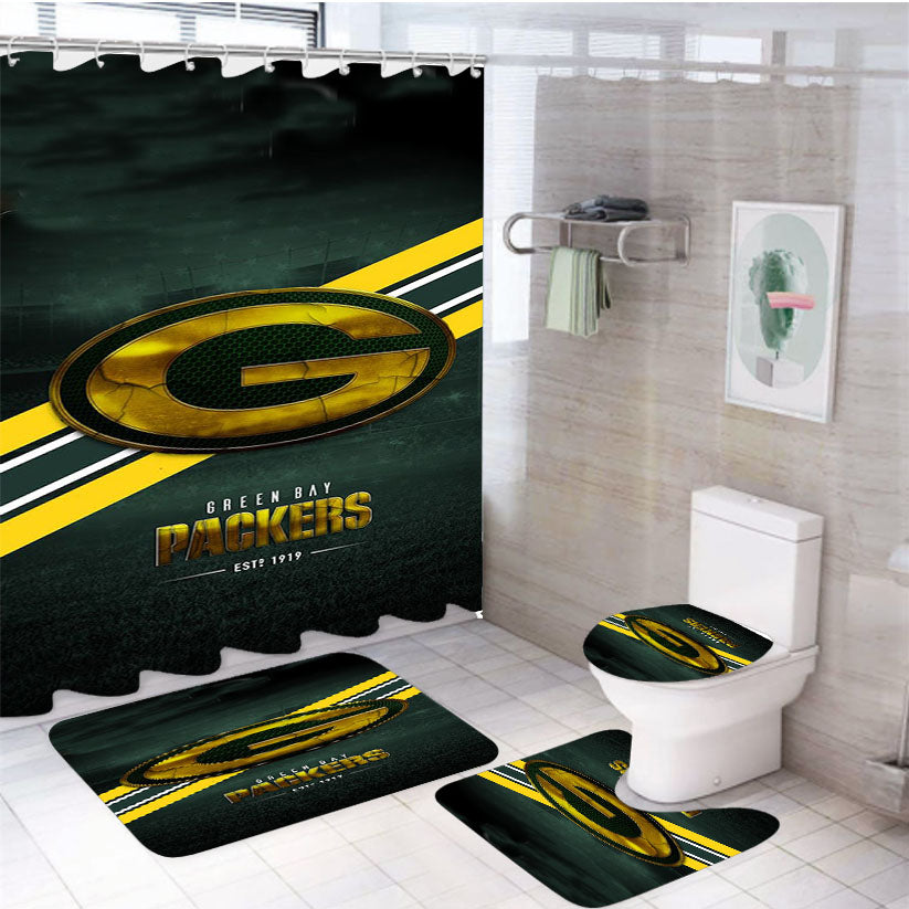 Green Bay Packers Nfl Logo 44 4Pcs Bathroom Set Shower Curtain