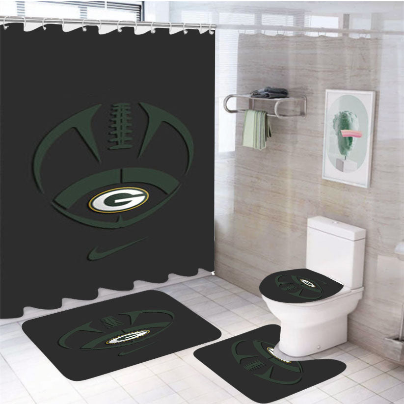 Green Bay Packers Nfl Team Logo 4Pcs Bathroom Set Shower Curtain