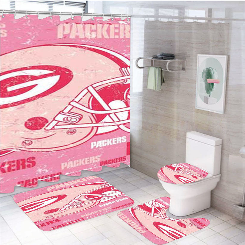 Green Bay Packers Pink Tall 4Pcs Bathroom Set Shower Curtain