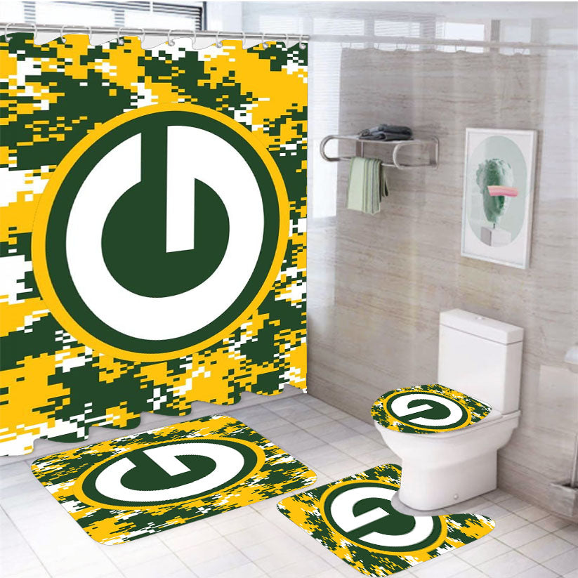 Green Bay Packers Pixel Art 4Pcs Bathroom Set Shower Curtain