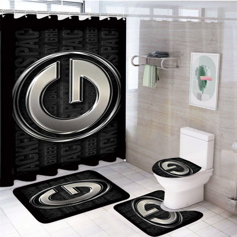 Green Bay Packers Raised Letters 4Pcs Bathroom Set Shower Curtain