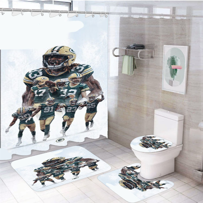 Green Bay Packers Roster 4Pcs Bathroom Set Shower Curtain