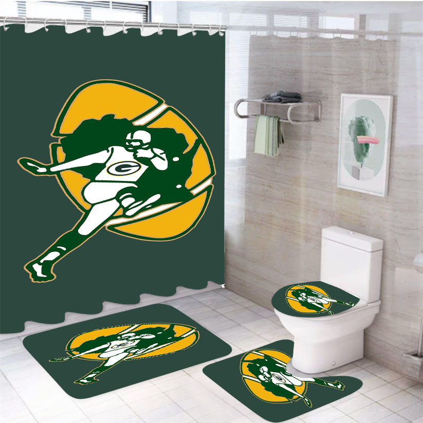 Green Bay Packers Throwback Logo Pin 4Pcs Bathroom Set Shower Curtain