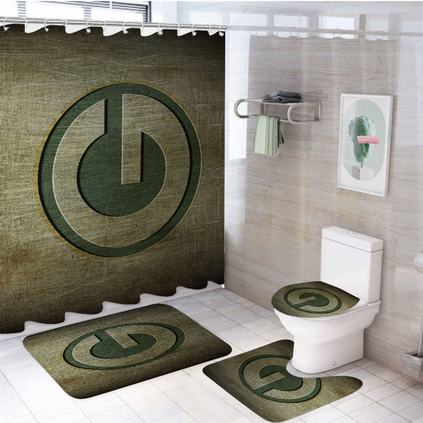 Green Bay Packers Wallpaper 4Pcs Bathroom Set Shower Curtain