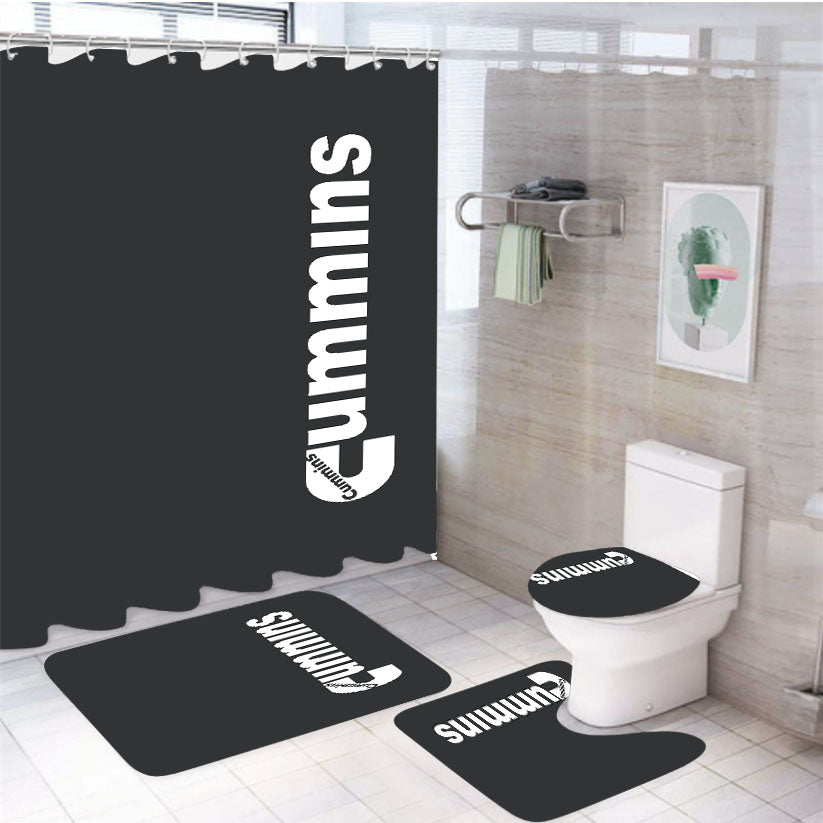 Grey Cummins Diesel Logo 4Pcs Bathroom Set Shower Curtain