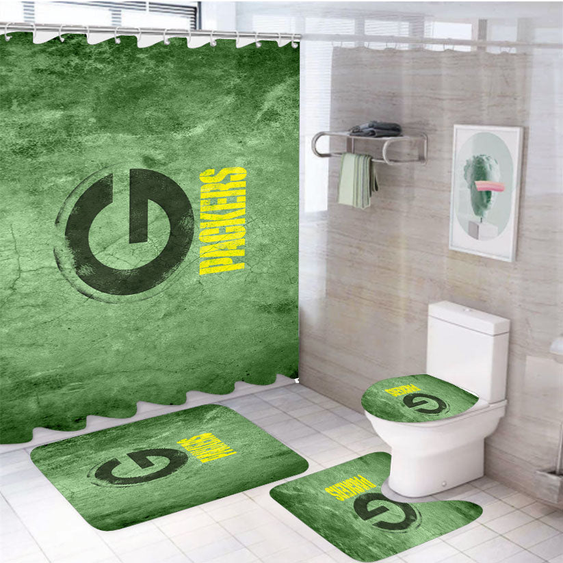 Grunge Green Bay Packers Wallpaper 4Pcs Bathroom Set Shower Curtain