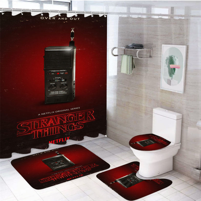 Handy Talky Stranger Things Poster 4Pcs Bathroom Set Shower Curtain