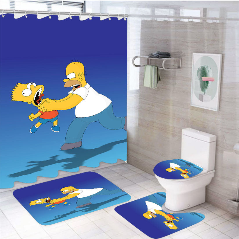 Happy Simpsons 4Pcs Bathroom Set Shower Curtain
