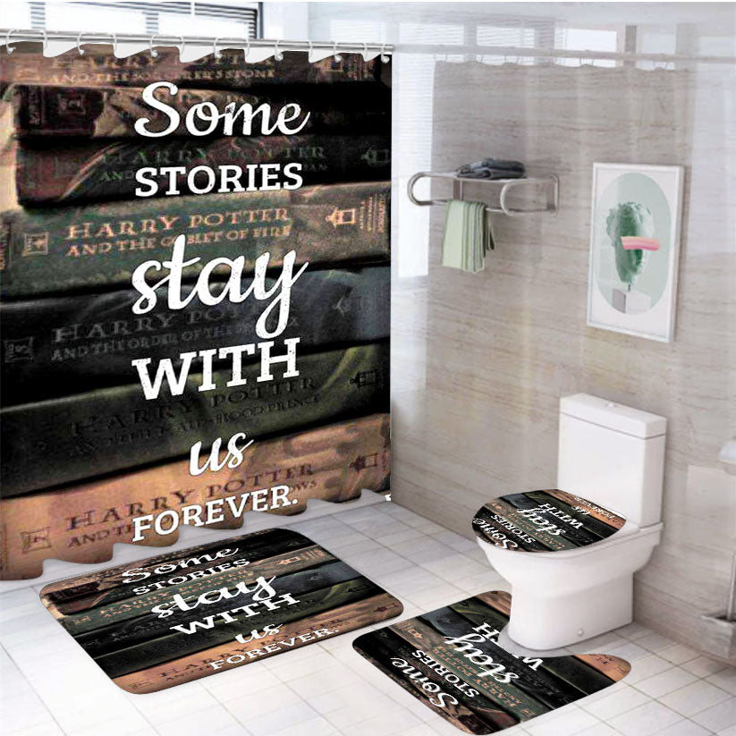 Harry Potter Old Books567 4Pcs Bathroom Set Shower Curtain