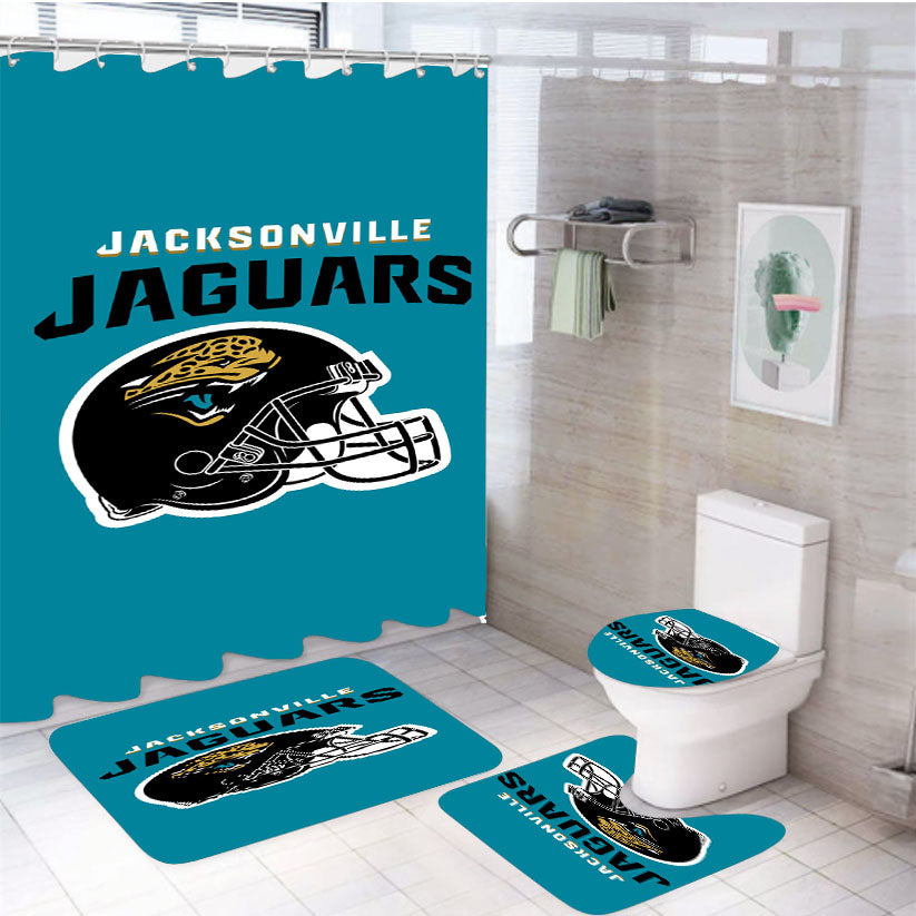 Helmet Clipart Jacksonville Jaguars 4Pcs Bathroom Set Shower Curtain