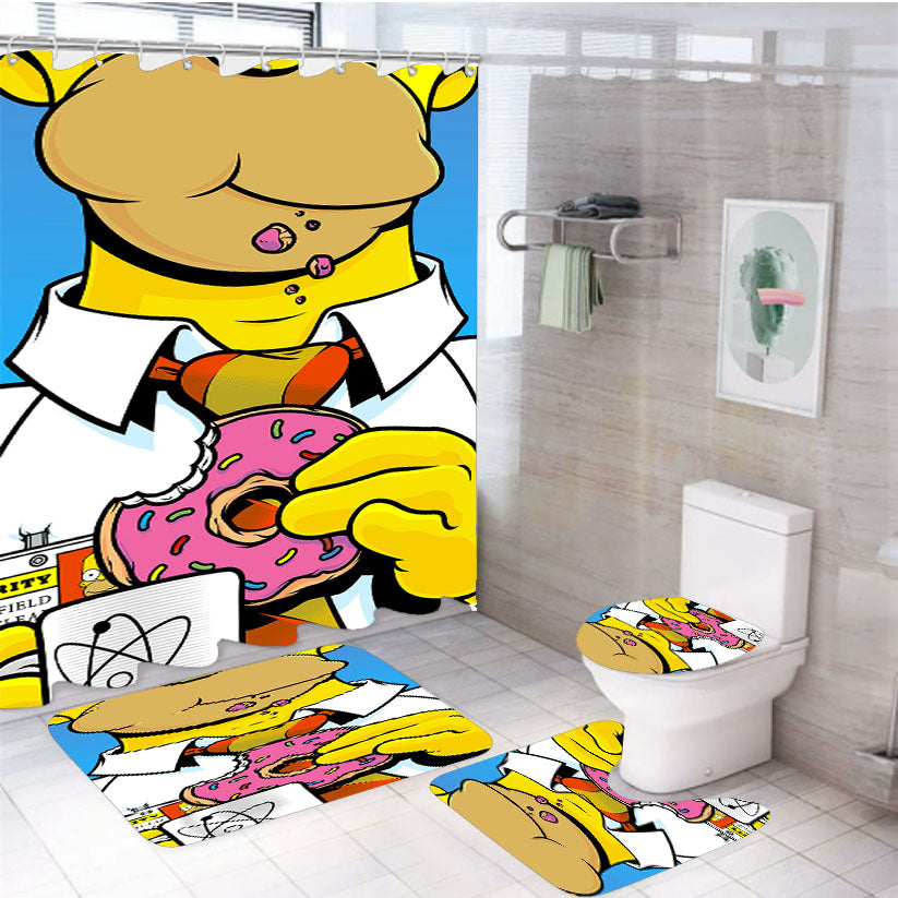 Homer Simpson 4Pcs Bathroom Set Shower Curtain