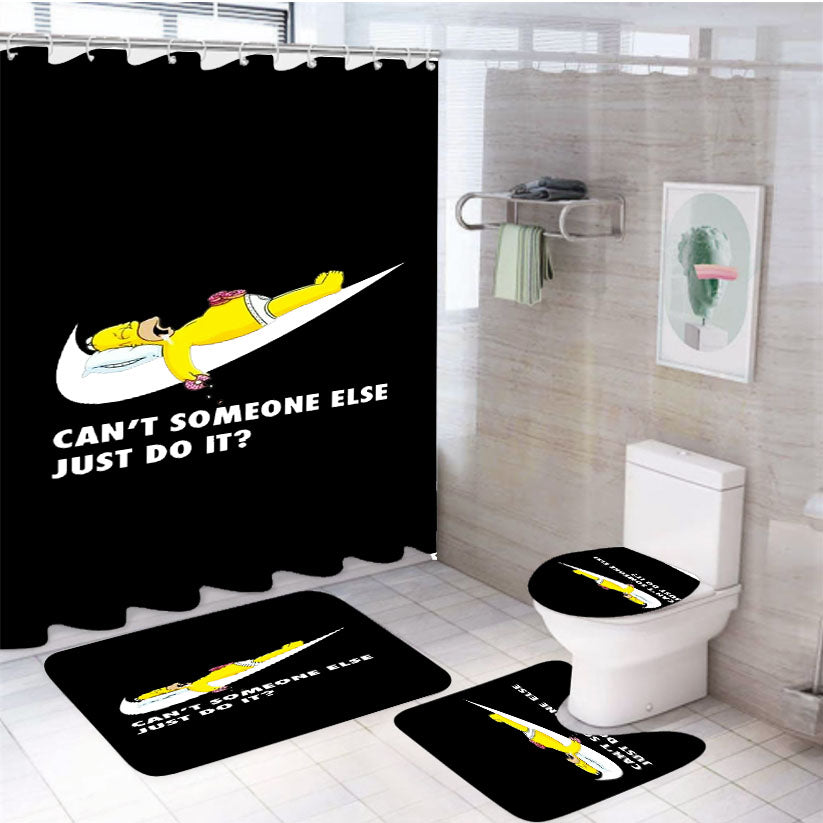 Homer Simpson Nike Black 4Pcs Bathroom Set Shower Curtain