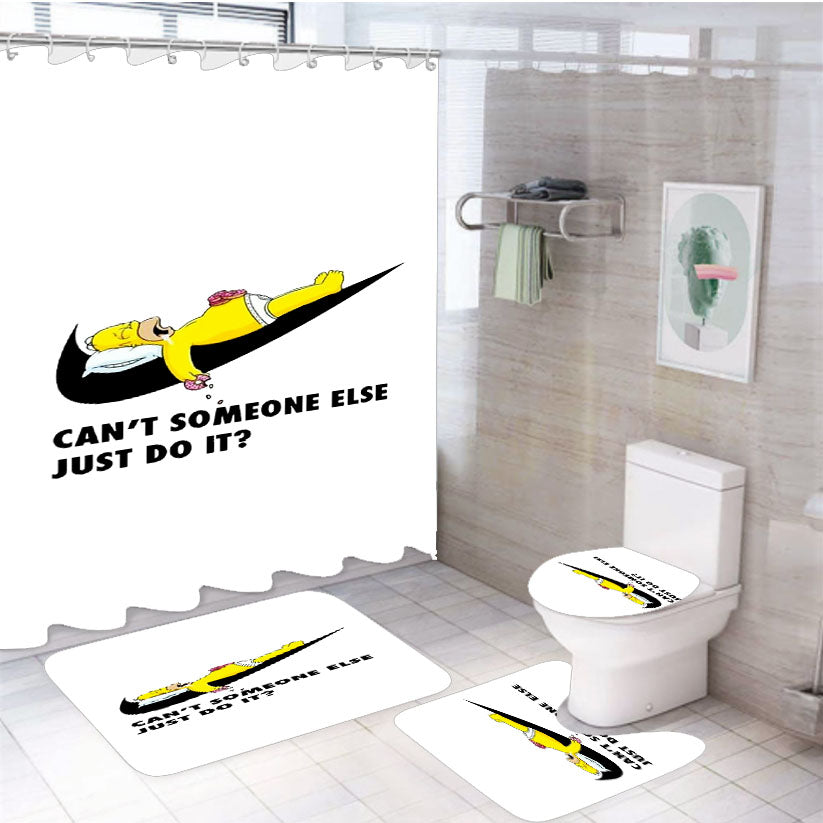 Homer Simpson Nike White 4Pcs Bathroom Set Shower Curtain