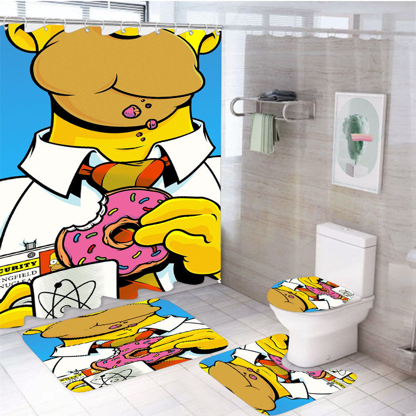 Homer Simpson Pop Art 4Pcs Bathroom Set Shower Curtain