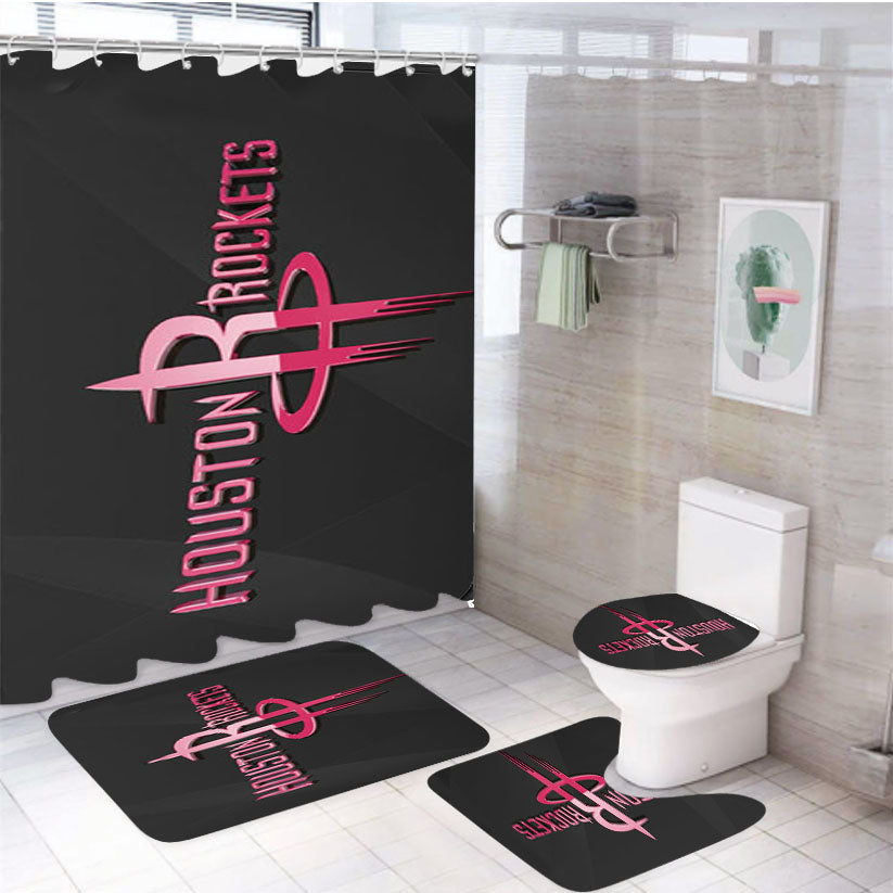 Houston Rockets 3D 4Pcs Bathroom Set Shower Curtain