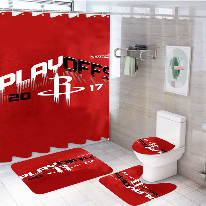 Houston Rockets Playoff 2017 4Pcs Bathroom Set Shower Curtain