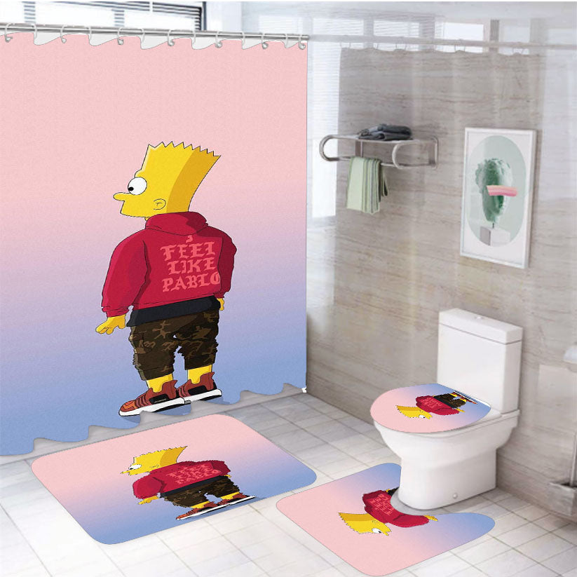 I Feel Like Pablo Bart Simpson 4Pcs Bathroom Set Shower Curtain
