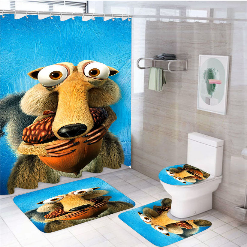 Ice Age A Mammoth Christmas Scrat 4Pcs Bathroom Set Shower Curtain