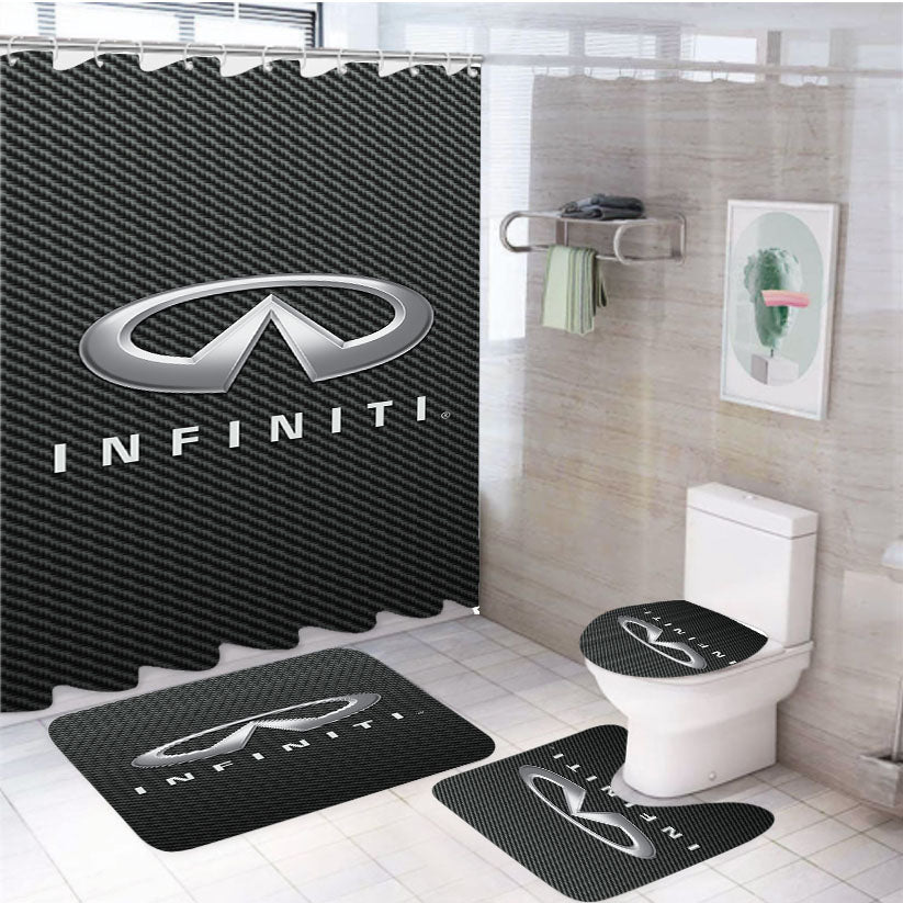 Infiniti Logo Carbon Fiber 4Pcs Bathroom Set Shower Curtain
