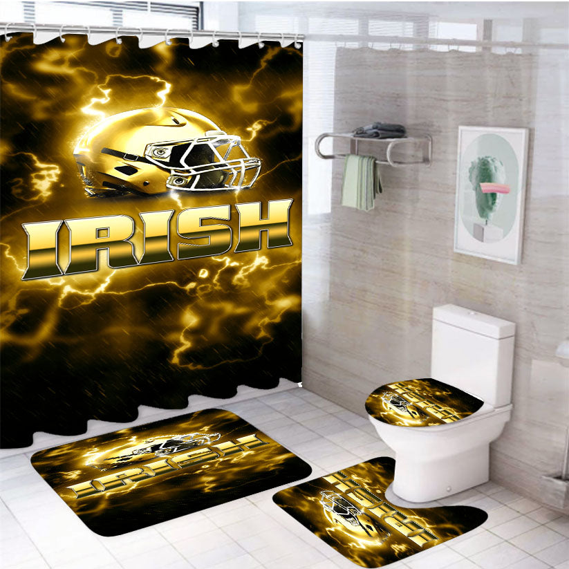 Irish Team Helmet Gold Notre Dame 4Pcs Bathroom Set Shower Curtain