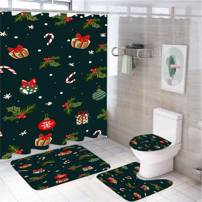 It'S Christmas Time 4Pcs Bathroom Set Shower Curtain