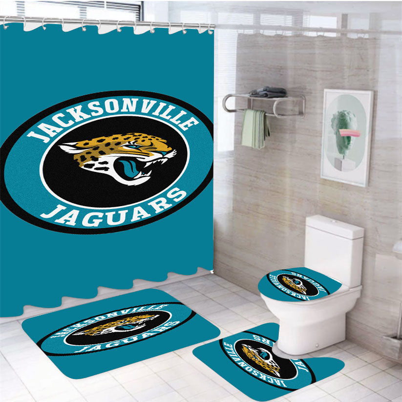 Jacksonville Jaguars Helmet 4Pcs Bathroom Set Shower Curtain