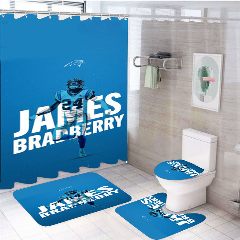 James Bradberry Carolina Panthers 4Pcs Bathroom Set Shower Curtain