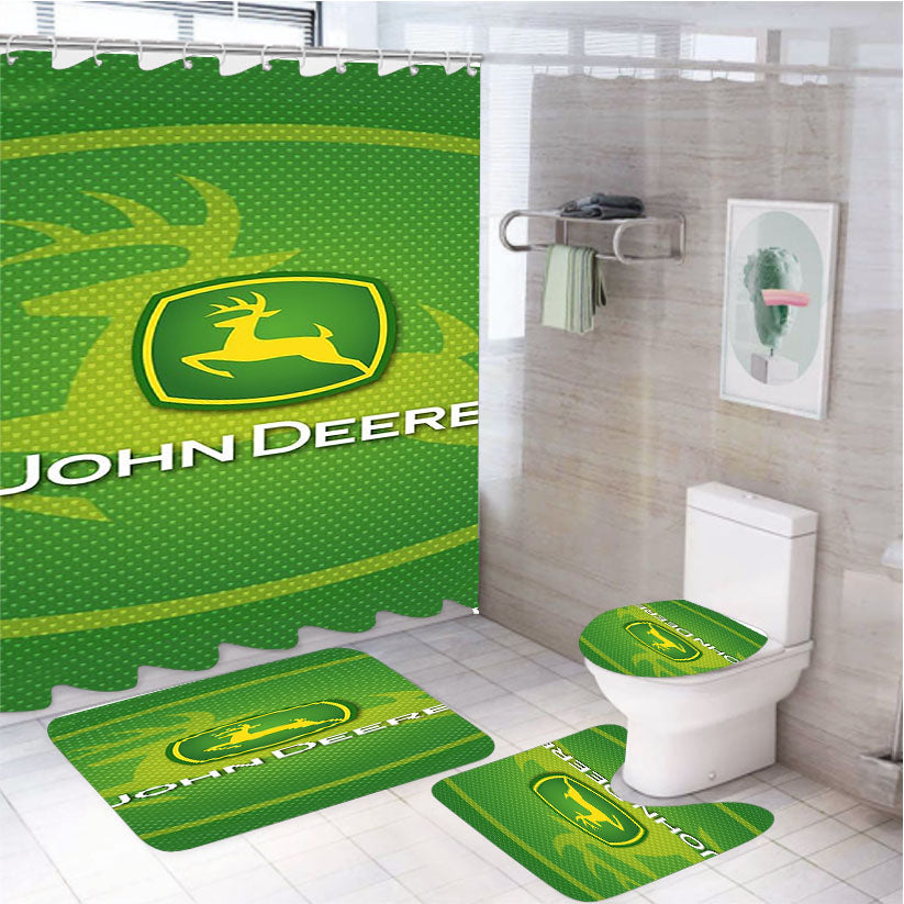 John Deere Green Symbol 4Pcs Bathroom Set Shower Curtain
